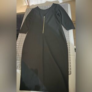 Elegant Black Dress with Gold Zipper